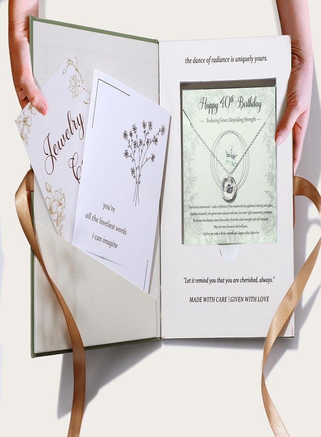 Krfy Birthday Gifts for Women Unique - 925 Sterling Silver Necklace with Moissanite 40th Birthday Gifts for Women 40 Years Old Birthday Card Present for Her Mom Wife Friend Female Turning 40s - Image 2